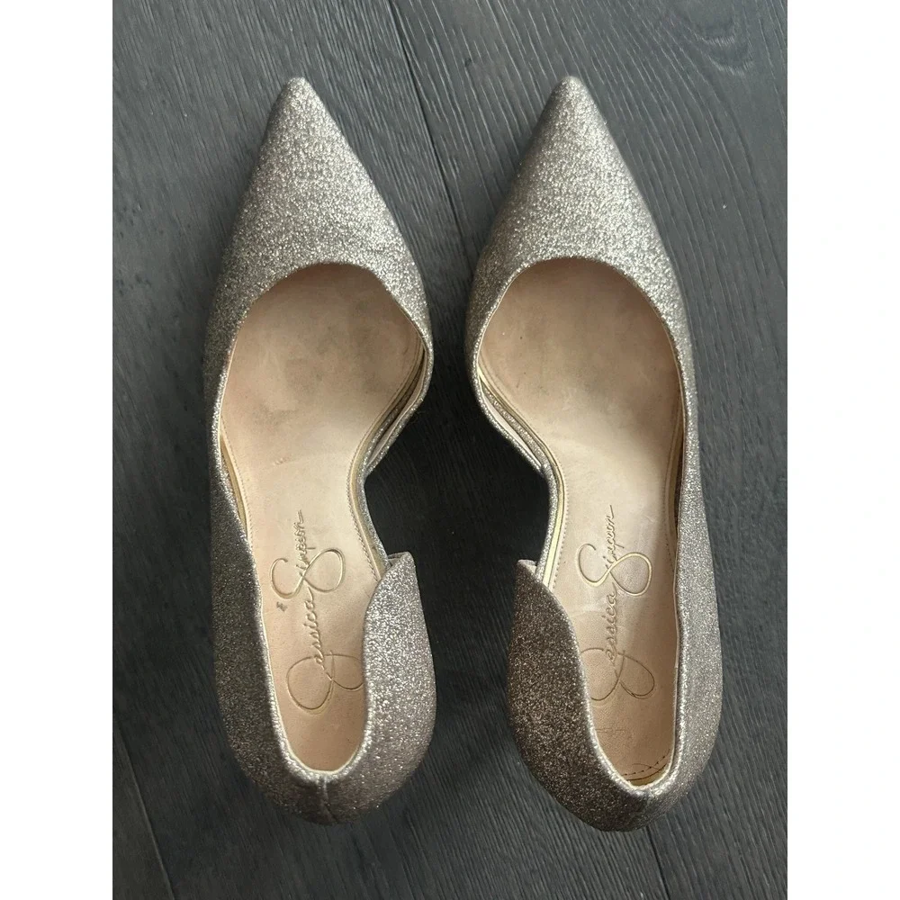 Jessica Simpson Shoes Womens‎ Size 10 Gold Glitter D'Orsay Pointed Toe Pumps